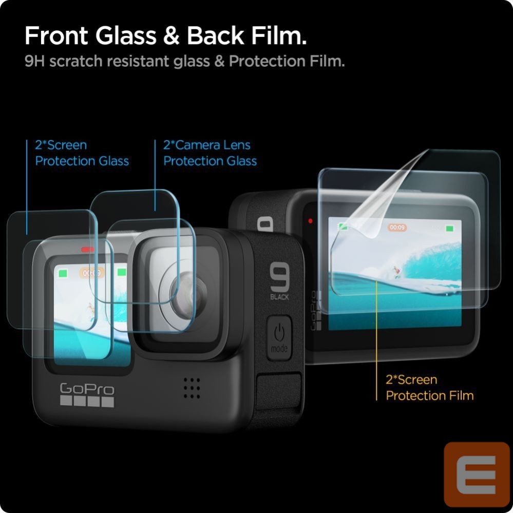 Citas preces Spigen Spigen Glass.tR Slim Tempered Glass + Film 2-Set for GoPro Hero 9 / 10 / 11 / 12 - Transparent