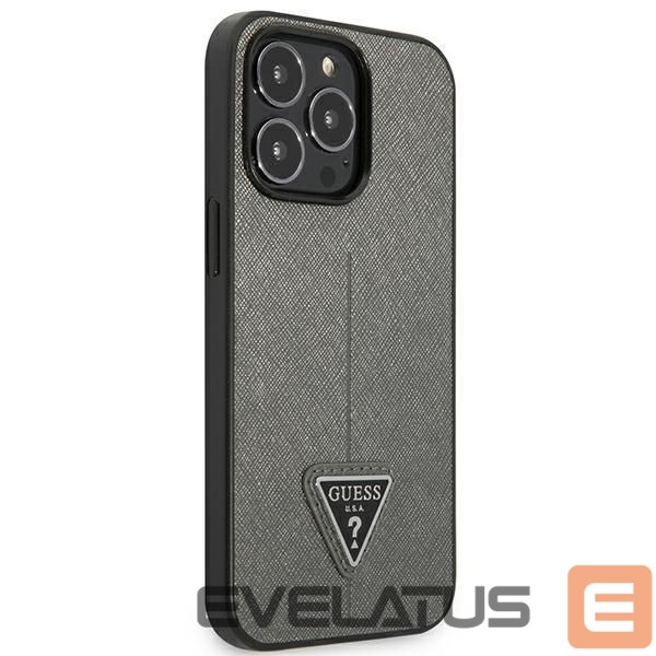 Citas preces Guess Guess Saffiano Triangle Logo case for iPhone 13 Pro Max 6.7" - silver