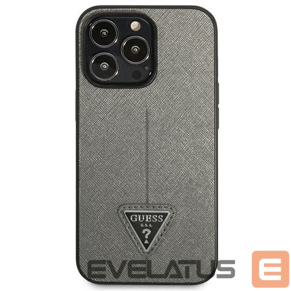 Citas preces Guess Guess Saffiano Triangle Logo case for iPhone 13 Pro Max 6.7" - silver
