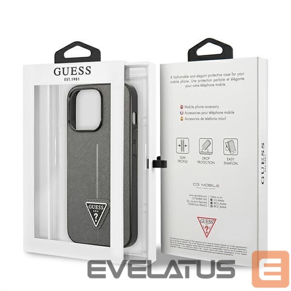 Citas preces Guess Guess Saffiano Triangle Logo case for iPhone 13 Pro Max 6.7" - silver