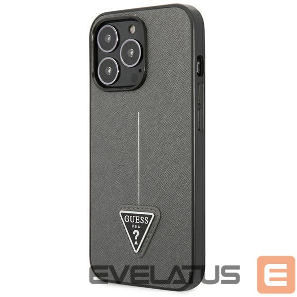 Citas preces Guess Guess Saffiano Triangle Logo case for iPhone 13 Pro Max 6.7" - silver