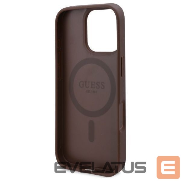 Citas preces Guess Guess GUHMP16LP4ROPEMCW iPhone 16 Pro 6.3" brown/brown hardcase 4G Flowers Print MagSafe