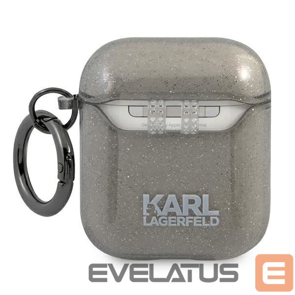 Citas preces Karl Lagerfeld Karl Lagerfeld KLA2UCHGK AirPods 1/2 cover black/black Glitter Choupette