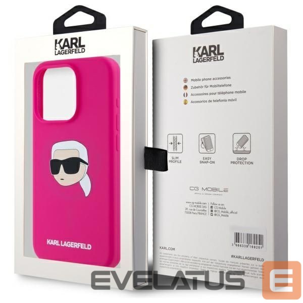 Citas preces Karl Lagerfeld Karl Lagerfeld KLHMP15LSKHPPPLF iPhone 15 Pro 6.1" fuchsia/fuschia hardcase Silicone Karl Head Print MagSafe