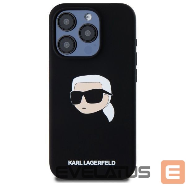 Citas preces Karl Lagerfeld Karl Lagerfeld KLHMP15LSKHPPLK iPhone 15 Pro 6.1" black/black hardcase Silicone Karl Head Print MagSafe