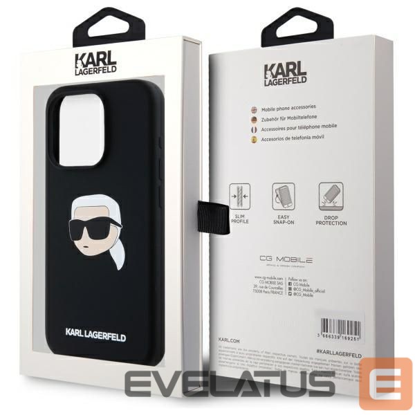 Citas preces Karl Lagerfeld Karl Lagerfeld KLHMP15LSKHPPLK iPhone 15 Pro 6.1" black/black hardcase Silicone Karl Head Print MagSafe