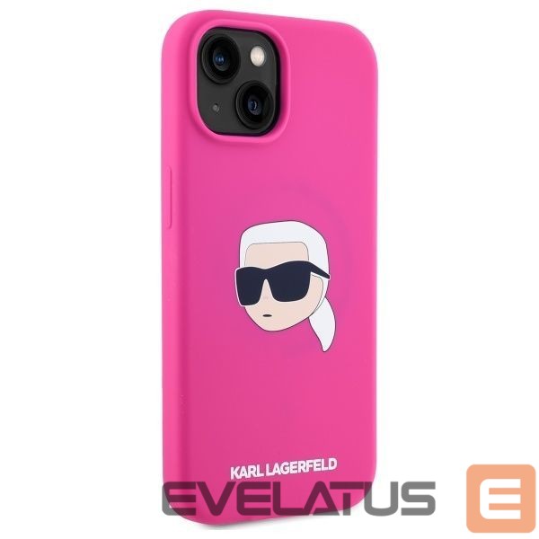 Citas preces Karl Lagerfeld Karl Lagerfeld KLHMP15SSKHPPLF iPhone 15 6.1" fuchsia/fuschia hardcase Silicone Karl Head Print MagSafe
