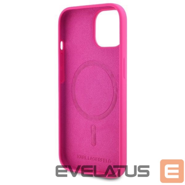 Citas preces Karl Lagerfeld Karl Lagerfeld KLHMP15SSKHPPLF iPhone 15 6.1" fuchsia/fuschia hardcase Silicone Karl Head Print MagSafe