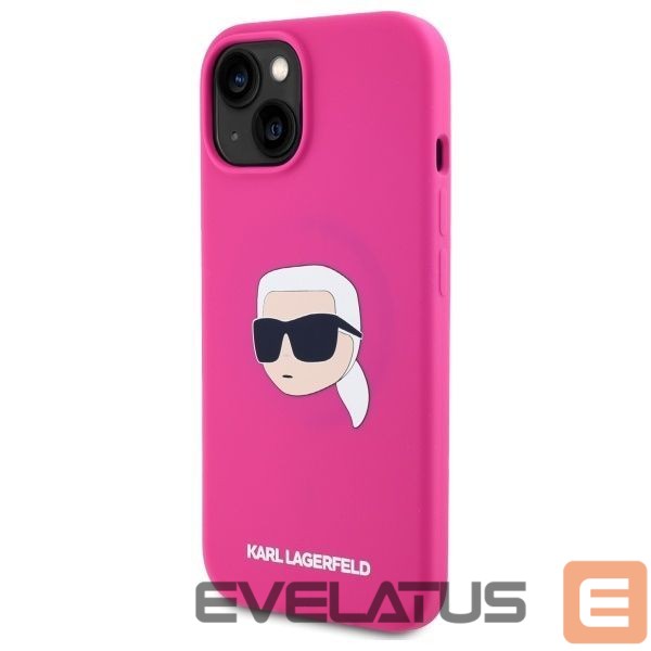 Citas preces Karl Lagerfeld Karl Lagerfeld KLHMP15SSKHPPLF iPhone 15 6.1" fuchsia/fuschia hardcase Silicone Karl Head Print MagSafe