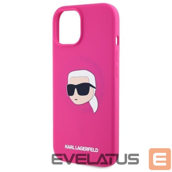 Citas preces Karl Lagerfeld Karl Lagerfeld KLHMP15SSKHPPLF iPhone 15 6.1" fuchsia/fuschia hardcase Silicone Karl Head Print MagSafe