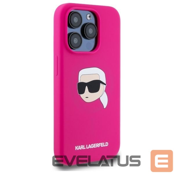 Citas preces Karl Lagerfeld Karl Lagerfeld KLHMP15XSKHPPLF iPhone 15 Pro Max 6.7" fuchsia/fuschia hardcase Silicone Karl Head Print MagSafe