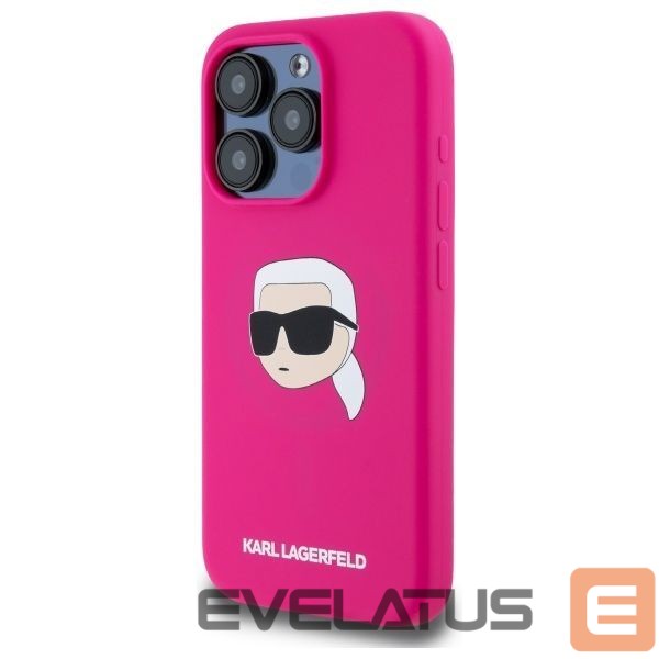 Citas preces Karl Lagerfeld Karl Lagerfeld KLHMP15XSKHPPLF iPhone 15 Pro Max 6.7" fuchsia/fuschia hardcase Silicone Karl Head Print MagSafe
