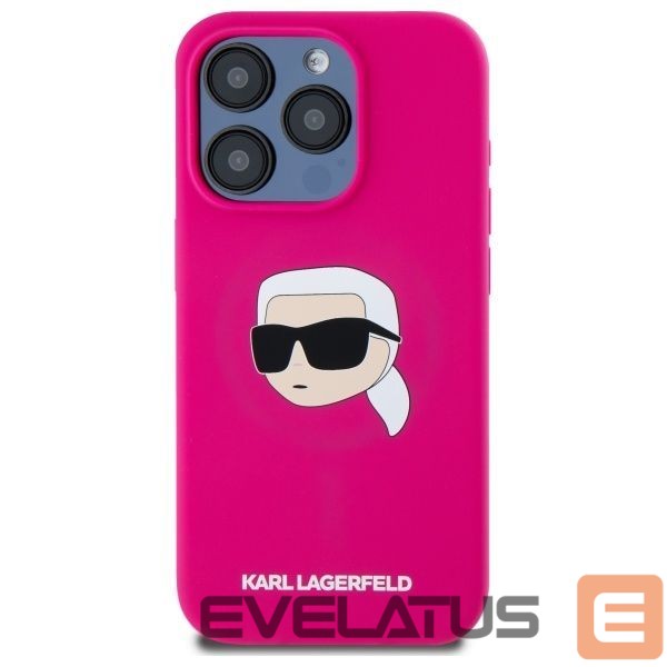Citas preces Karl Lagerfeld Karl Lagerfeld KLHMP15XSKHPPLF iPhone 15 Pro Max 6.7" fuchsia/fuschia hardcase Silicone Karl Head Print MagSafe