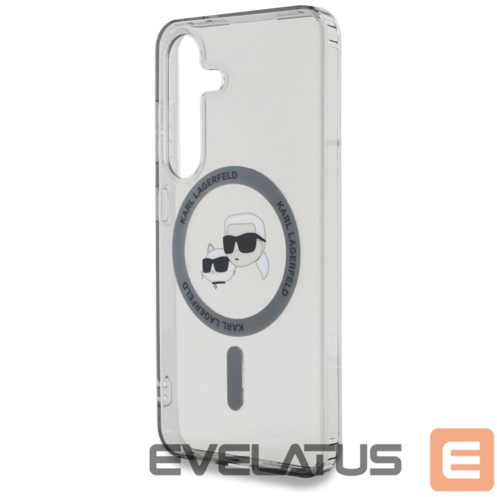 Citas preces Karl Lagerfeld Karl Lagerfeld Button Karl & Choupette Heads Printed Logo MagSafe Samsung Galaxy S25 case black