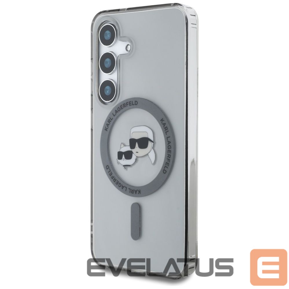 Citas preces Karl Lagerfeld Karl Lagerfeld Button Karl & Choupette Heads Printed Logo MagSafe Samsung Galaxy S25 case black