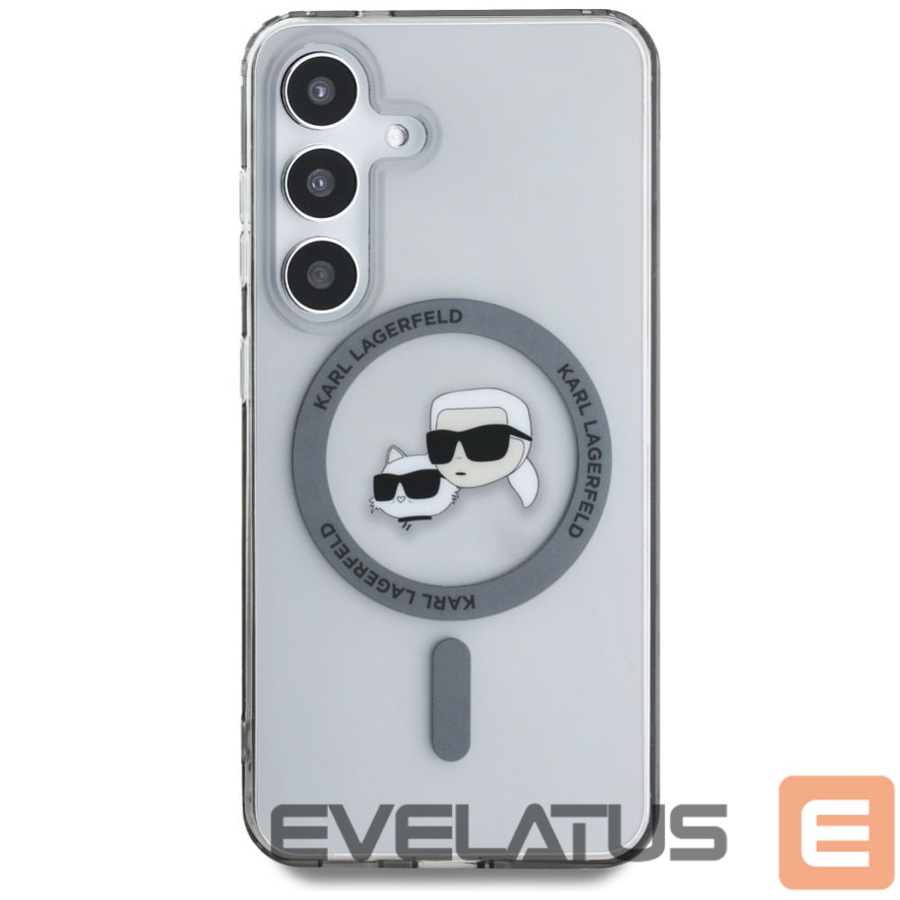 Citas preces Karl Lagerfeld Karl Lagerfeld Button Karl & Choupette Heads Printed Logo MagSafe Samsung Galaxy S25 case black