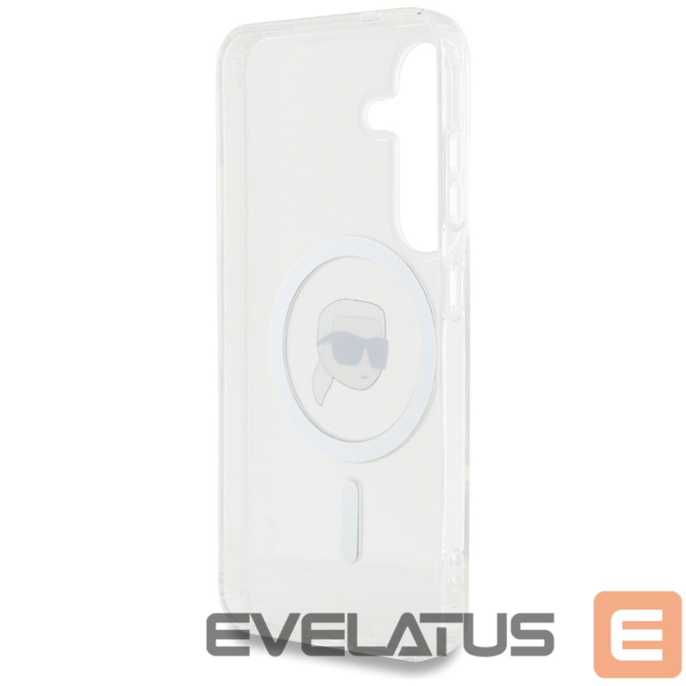 Citas preces Karl Lagerfeld Case Karl Lagerfeld Button Karl Head Printed Logo MagSafe Samsung Galaxy S25 white