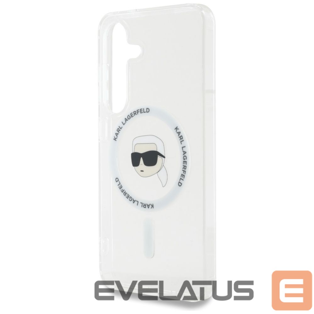 Citas preces Karl Lagerfeld Case Karl Lagerfeld Button Karl Head Printed Logo MagSafe Samsung Galaxy S25 white