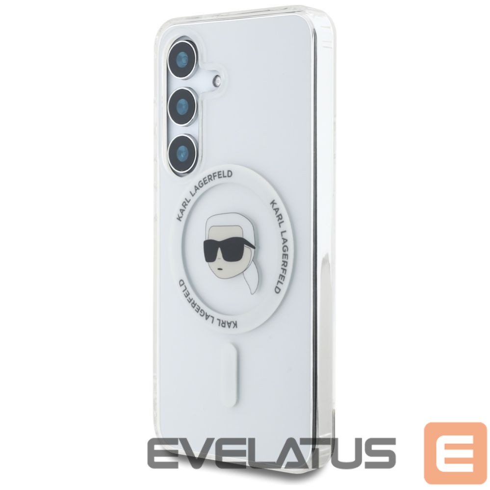 Citas preces Karl Lagerfeld Case Karl Lagerfeld Button Karl Head Printed Logo MagSafe Samsung Galaxy S25 white