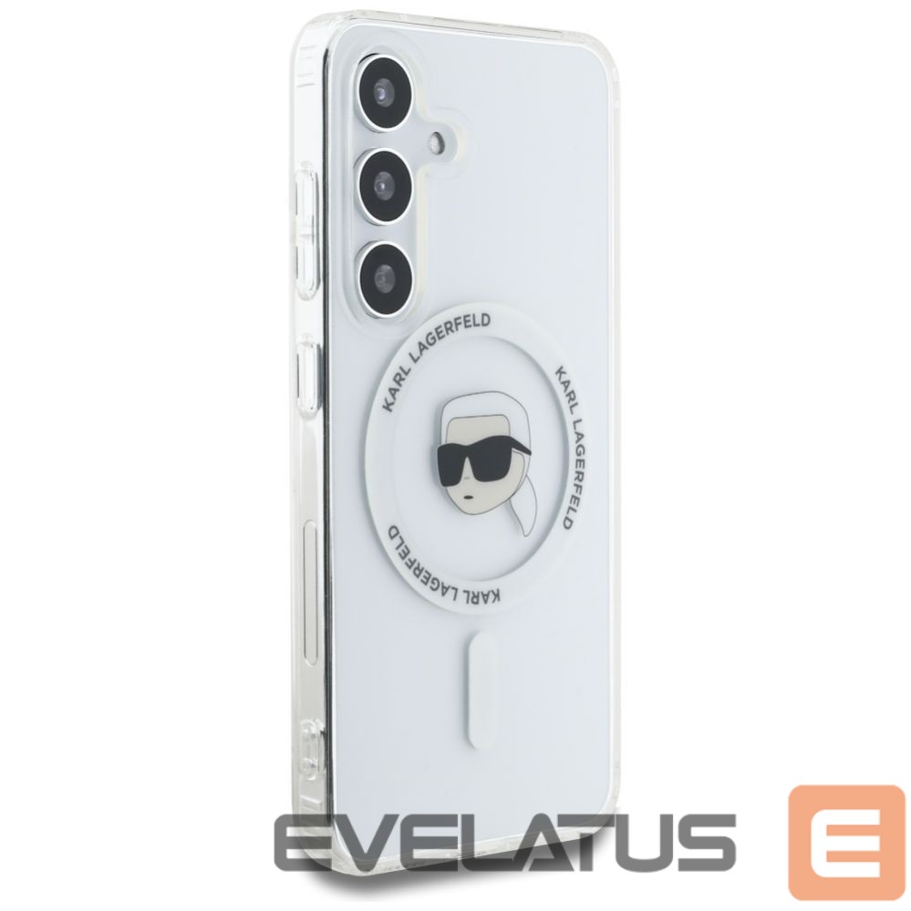 Citas preces Karl Lagerfeld Case Karl Lagerfeld Button Karl Head Printed Logo MagSafe Samsung Galaxy S25 white