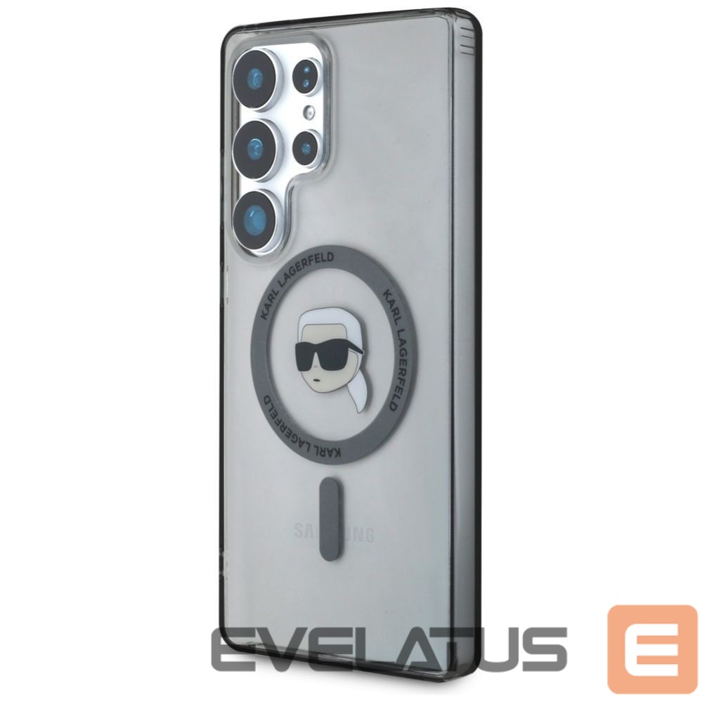 Citas preces Karl Lagerfeld Case Karl Lagerfeld Button Karl Head Printed Logo MagSafe Samsung Galaxy S25 Ultra black