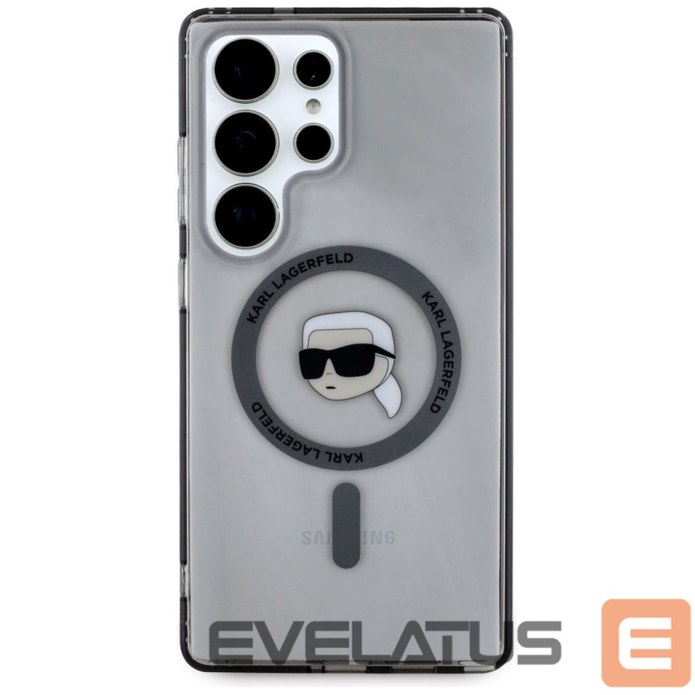 Citas preces Karl Lagerfeld Case Karl Lagerfeld Button Karl Head Printed Logo MagSafe Samsung Galaxy S25 Ultra black