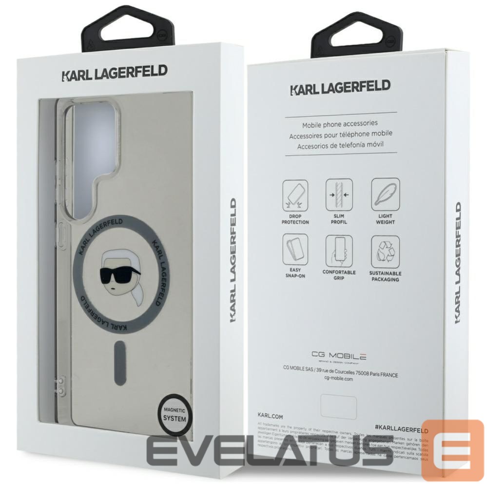 Citas preces Karl Lagerfeld Case Karl Lagerfeld Button Karl Head Printed Logo MagSafe Samsung Galaxy S25 Ultra black