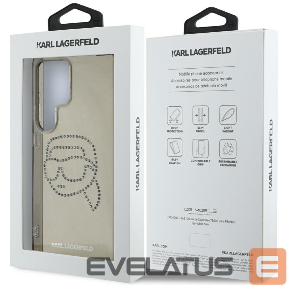 Citas preces Karl Lagerfeld Case Karl Lagerfeld Rhinestones Karl Head Logo Samsung Galaxy S25 Ultra black