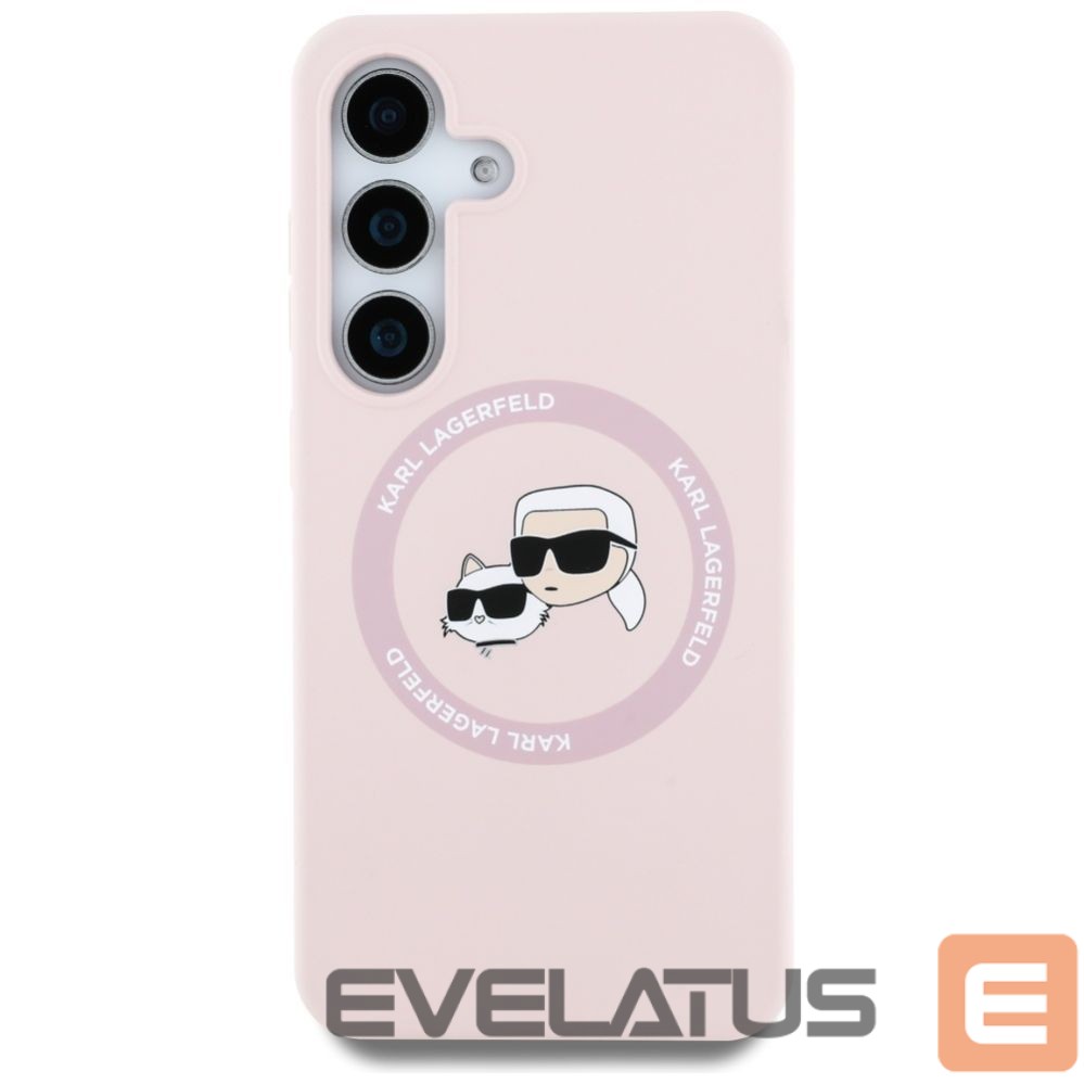 Citas preces Karl Lagerfeld Karl Lagerfeld Silicone Double Heads And Circle MagSafe Samsung Galaxy S25 Case Pink