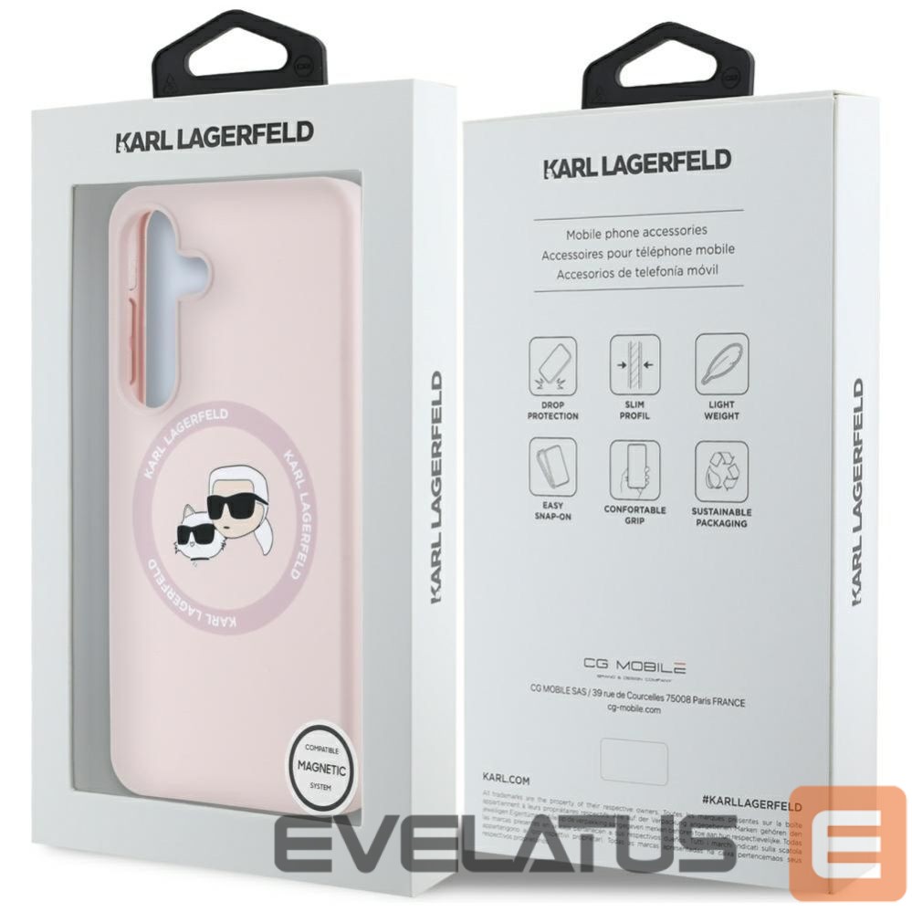 Citas preces Karl Lagerfeld Karl Lagerfeld Silicone Double Heads And Circle MagSafe Samsung Galaxy S25 Case Pink