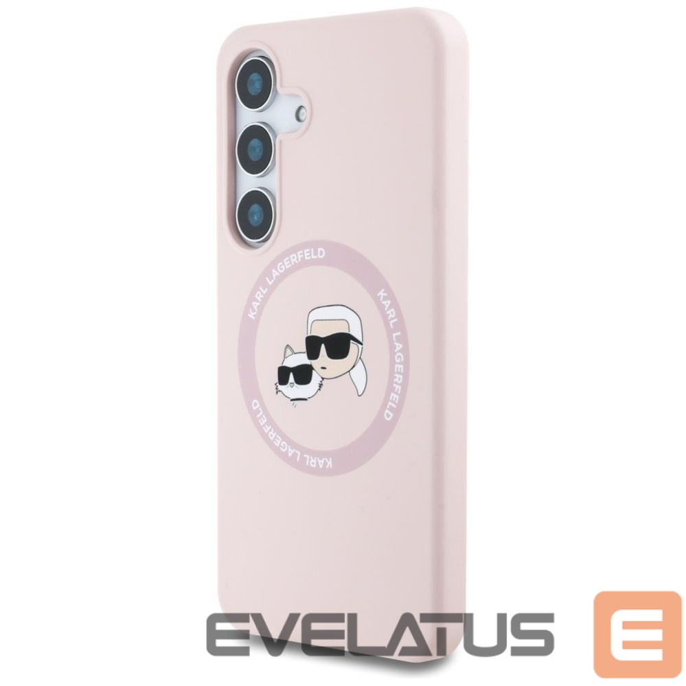 Citas preces Karl Lagerfeld Karl Lagerfeld Silicone Double Heads And Circle MagSafe Samsung Galaxy S25 Case Pink