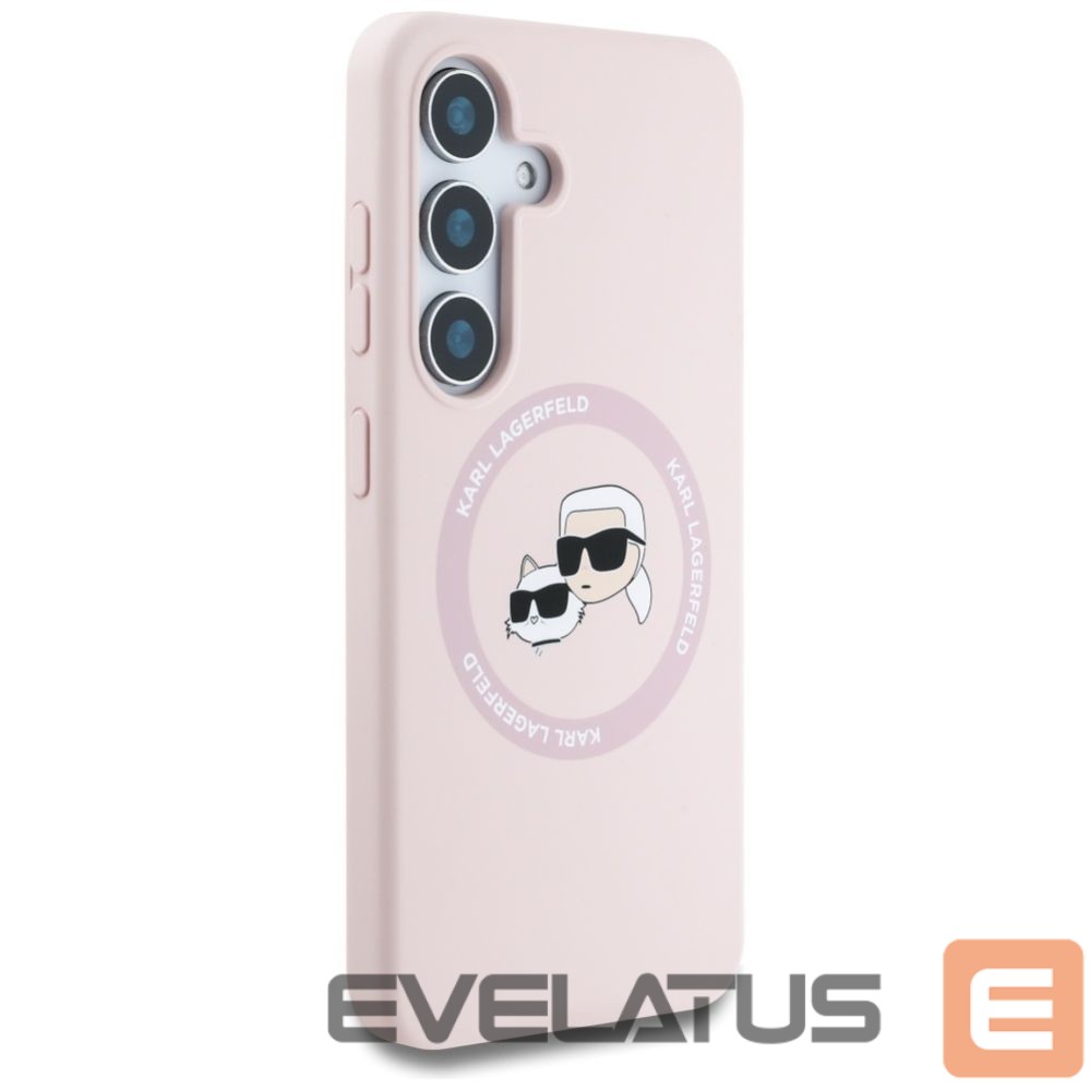 Citas preces Karl Lagerfeld Karl Lagerfeld Silicone Double Heads And Circle MagSafe Samsung Galaxy S25 Case Pink