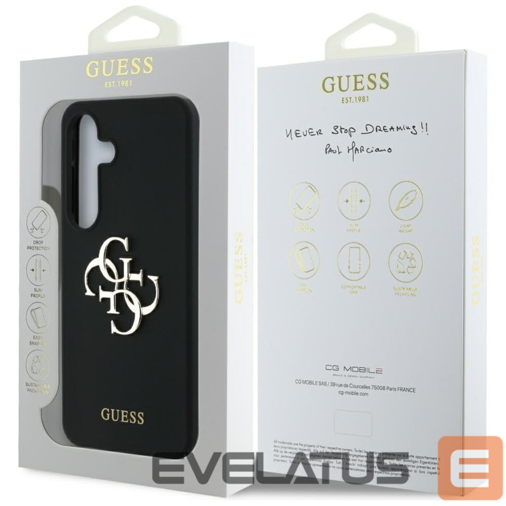 Citas preces Guess Guess Silicone Big 4G Logo Bottom Script case for Samsung Galaxy S25 - black