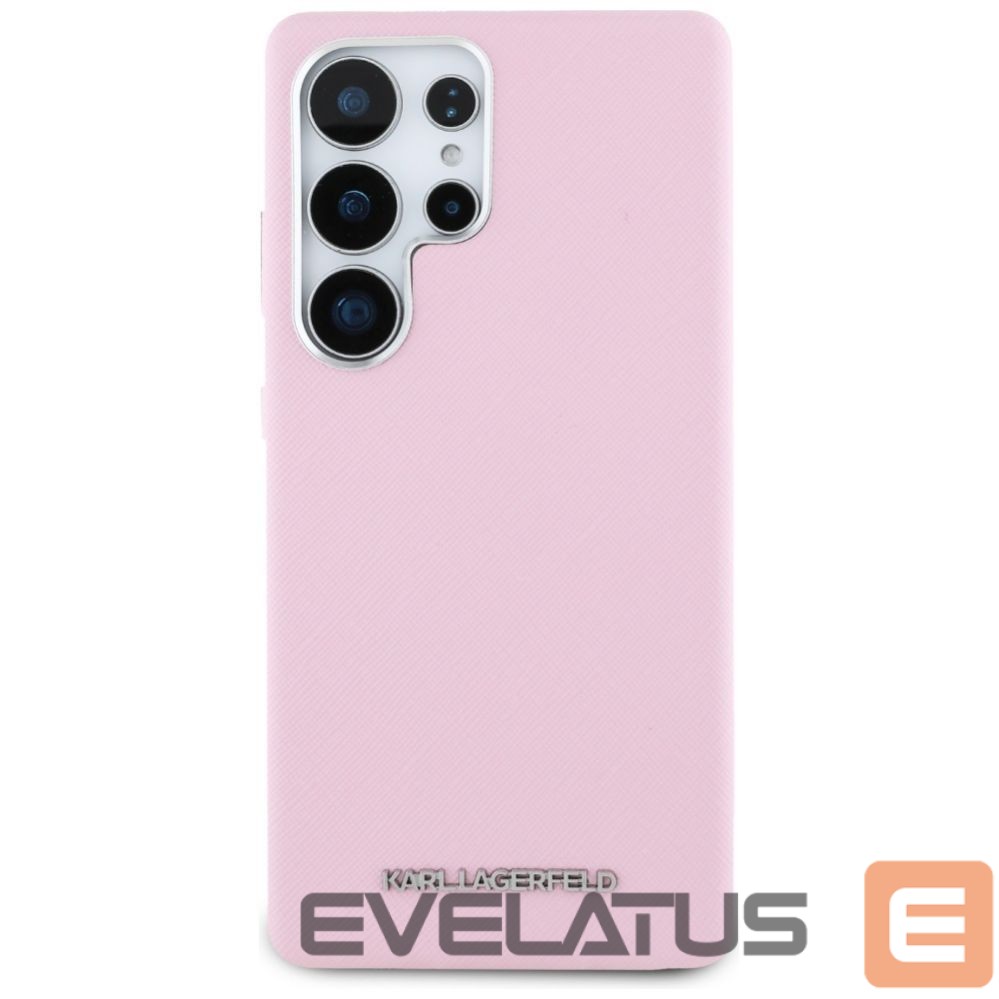 Citas preces Karl Lagerfeld Karl Lagerfeld Saffiano Full Wrapped Elongated Metal Logo MagSafe Case for Samsung Galaxy S25 Ultra - Pink