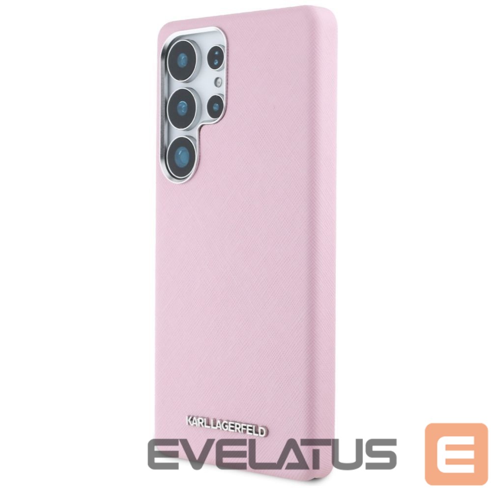 Citas preces Karl Lagerfeld Karl Lagerfeld Saffiano Full Wrapped Elongated Metal Logo MagSafe Case for Samsung Galaxy S25 Ultra - Pink