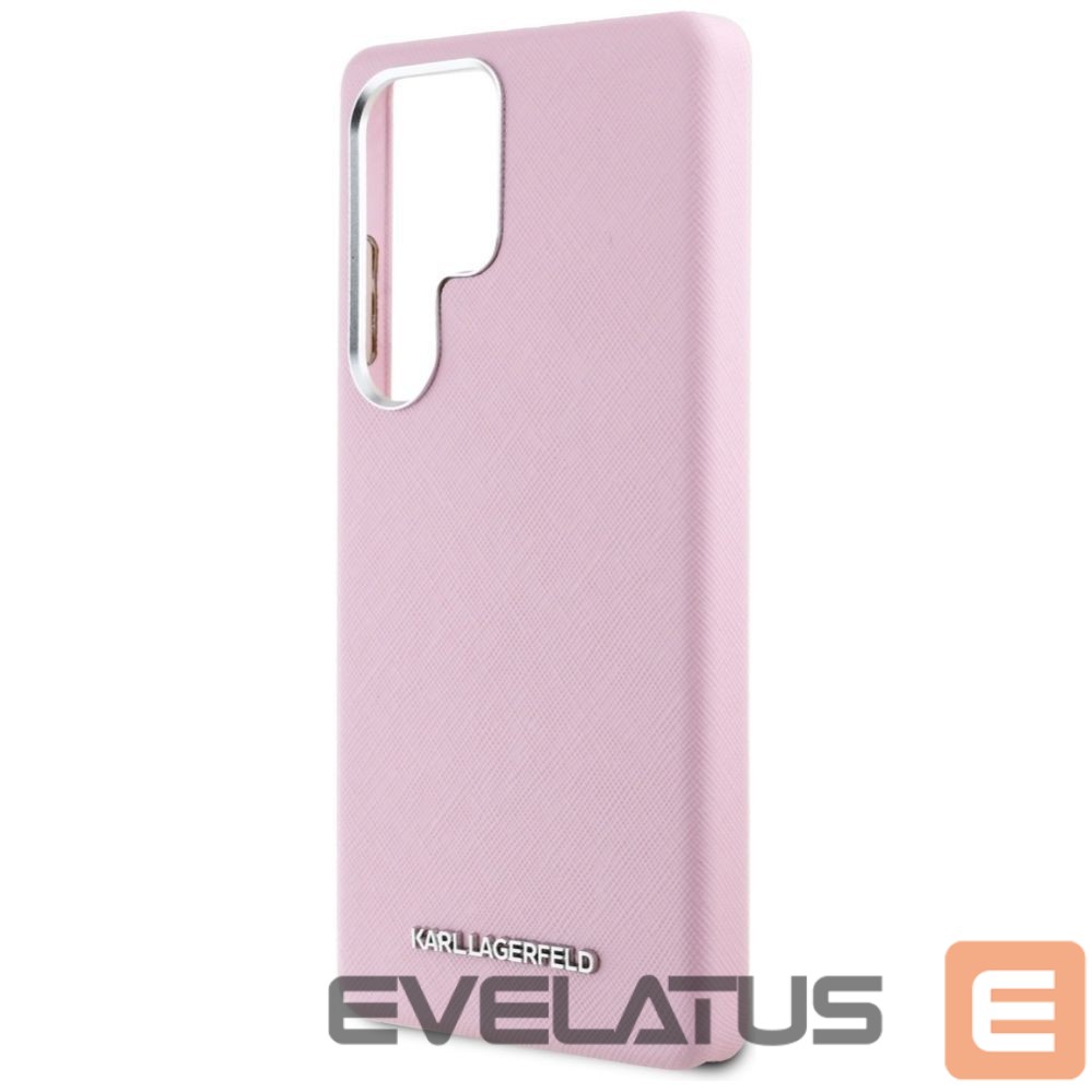 Citas preces Karl Lagerfeld Karl Lagerfeld Saffiano Full Wrapped Elongated Metal Logo MagSafe Case for Samsung Galaxy S25 Ultra - Pink