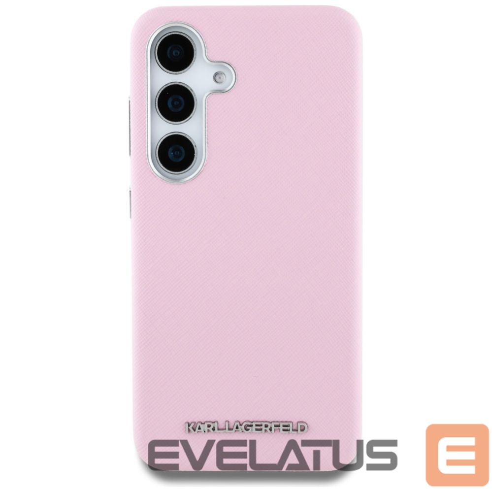 Citas preces Karl Lagerfeld Karl Lagerfeld Saffiano Full Wrapped Elongated Metal Logo MagSafe Case for Samsung Galaxy S25+ - Pink