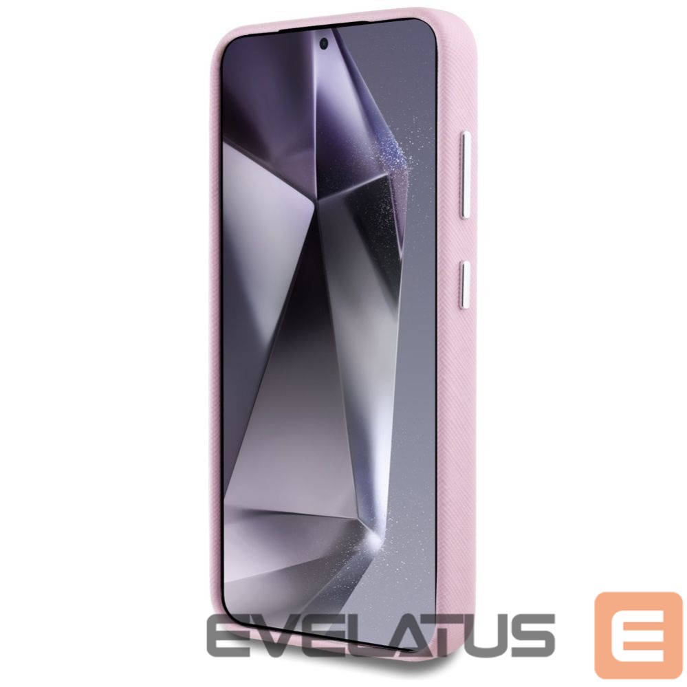 Citas preces Karl Lagerfeld Karl Lagerfeld Saffiano Full Wrapped Elongated Metal Logo MagSafe Case for Samsung Galaxy S25+ - Pink
