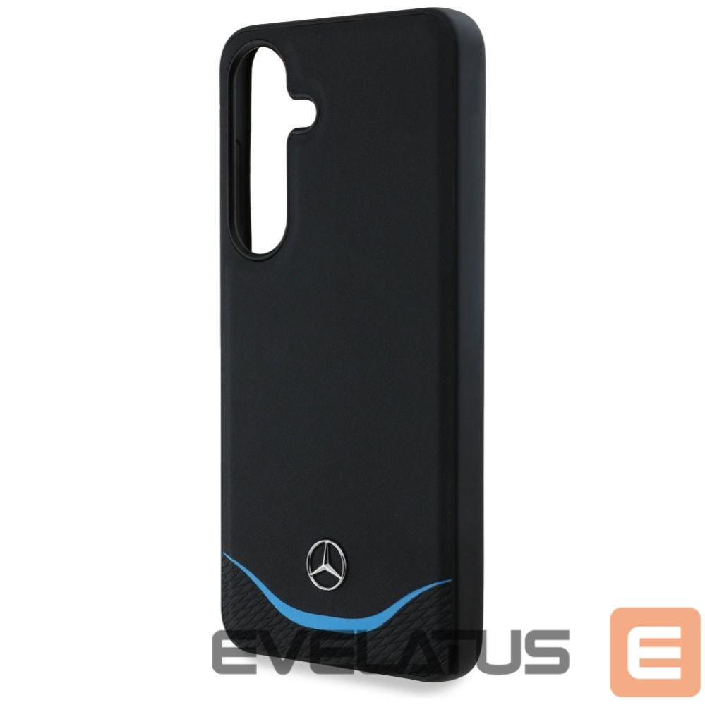 Citas preces Mercedes-Benz Mercedes Leather Contrasted Blue Horizontal Curve MagSafe Case for Samsung Galaxy S25 - Black