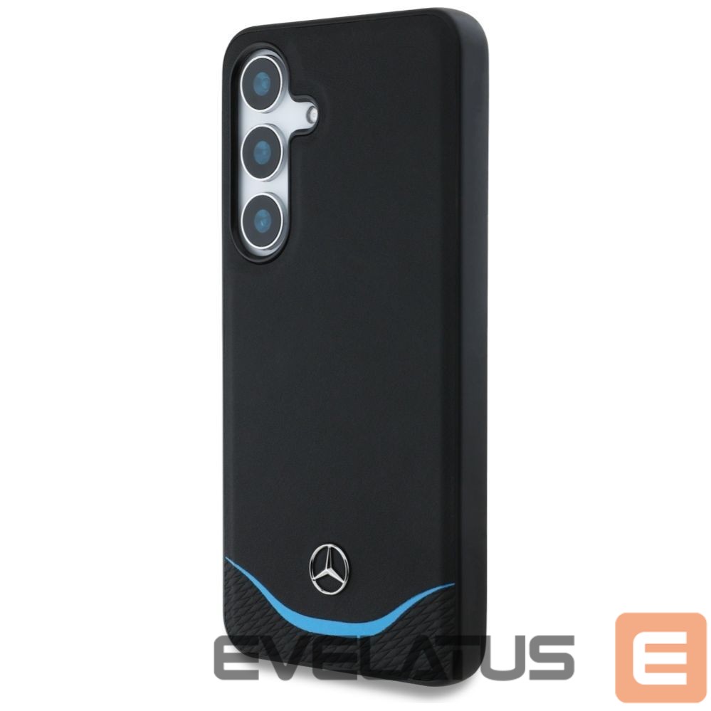Citas preces Mercedes-Benz Mercedes Leather Contrasted Blue Horizontal Curve MagSafe Case for Samsung Galaxy S25 - Black