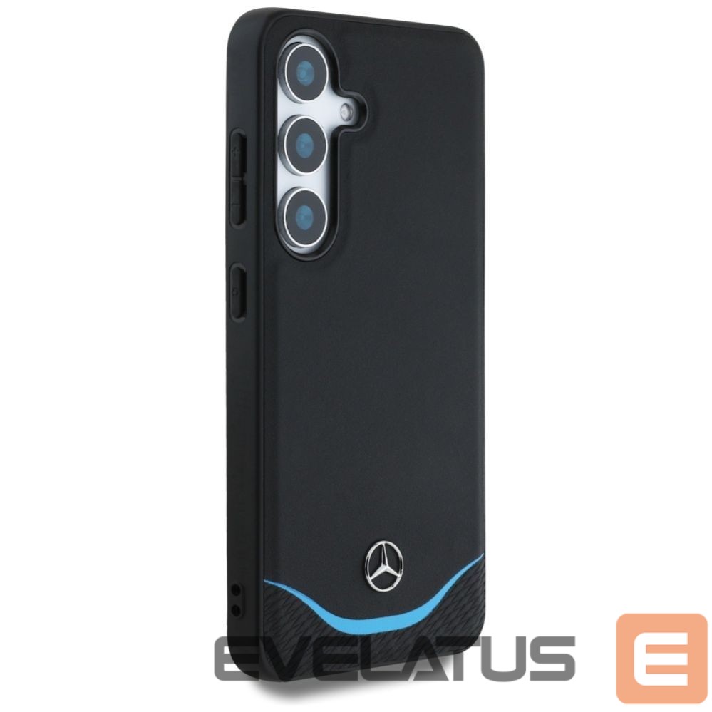 Citas preces Mercedes-Benz Mercedes Leather Contrasted Blue Horizontal Curve MagSafe Case for Samsung Galaxy S25 - Black
