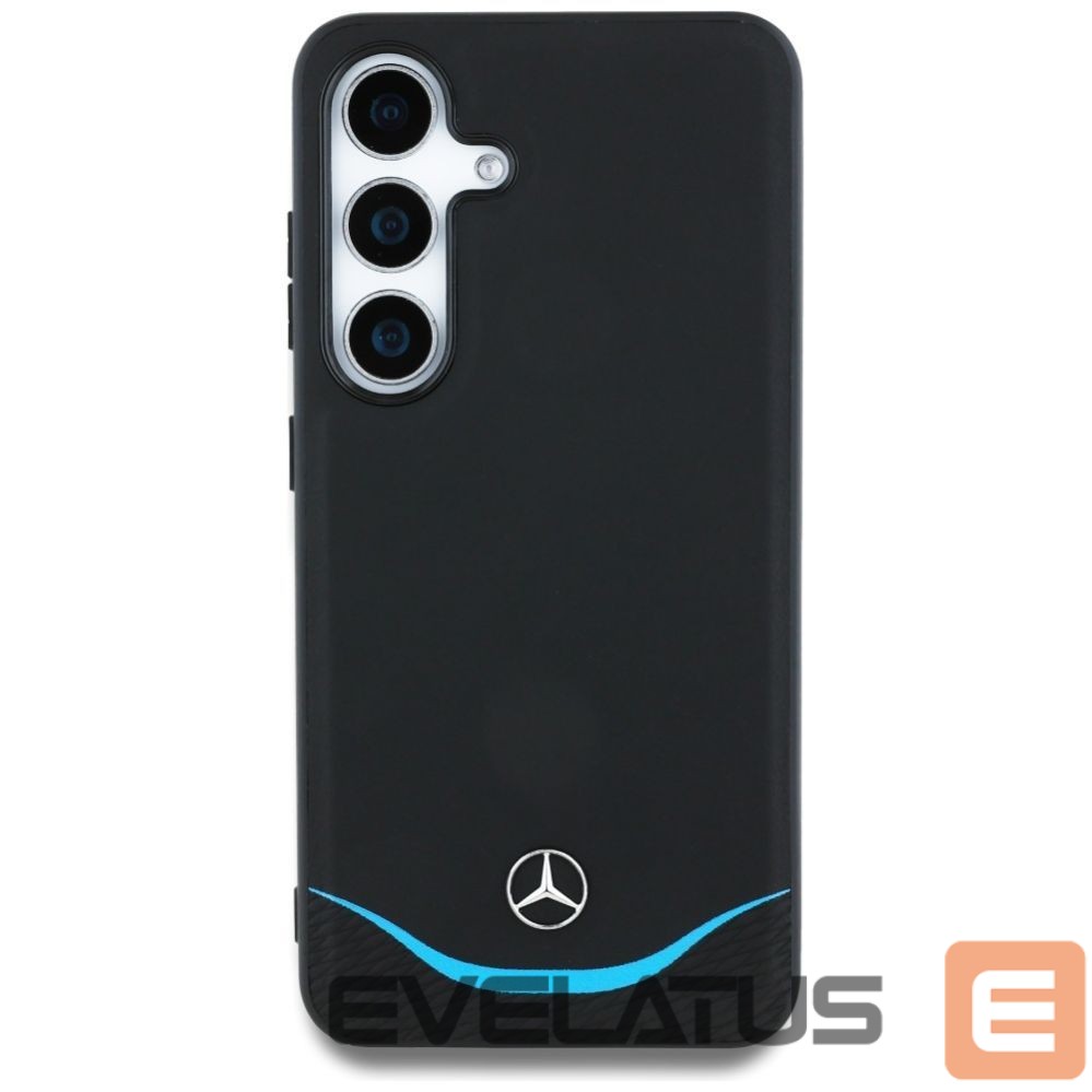 Citas preces Mercedes-Benz Mercedes Leather Contrasted Blue Horizontal Curve MagSafe Case for Samsung Galaxy S25 - Black