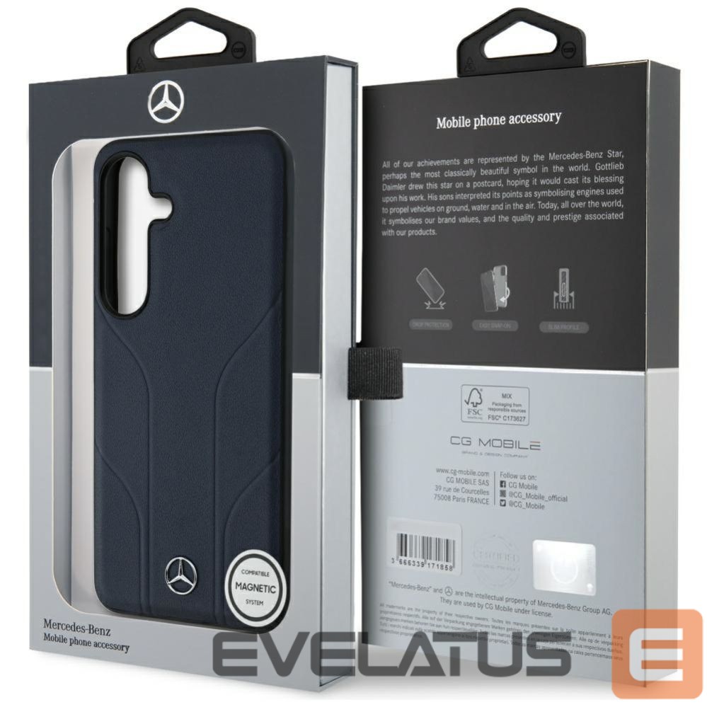 Citas preces Mercedes-Benz Mercedes Leather Debossed Lines MagSafe Case for Samsung Galaxy S25 - Blue