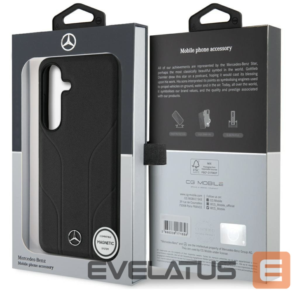 Citas preces Mercedes-Benz Mercedes Leather Debossed Lines MagSafe case for Samsung Galaxy S25+ - black