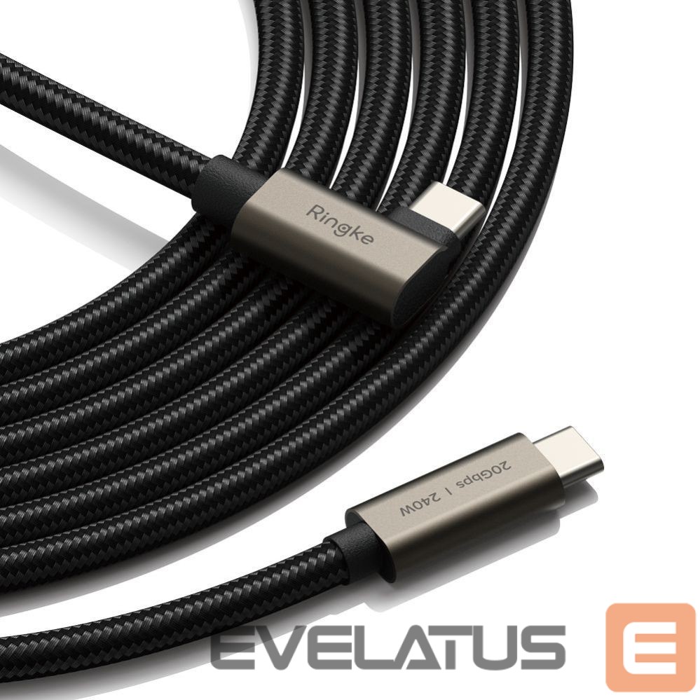 Citas preces Ringke Ringke 3.2 gen. 2x2 USB-C, PD 3.1 240W 2m angled cable - black