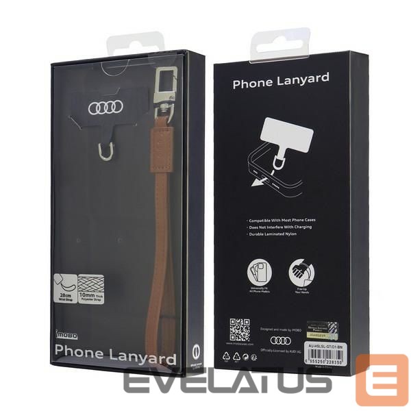 Citas preces Audi Audi Crossbody Leather Universal Lanyard 28cm x 10mm - Brown