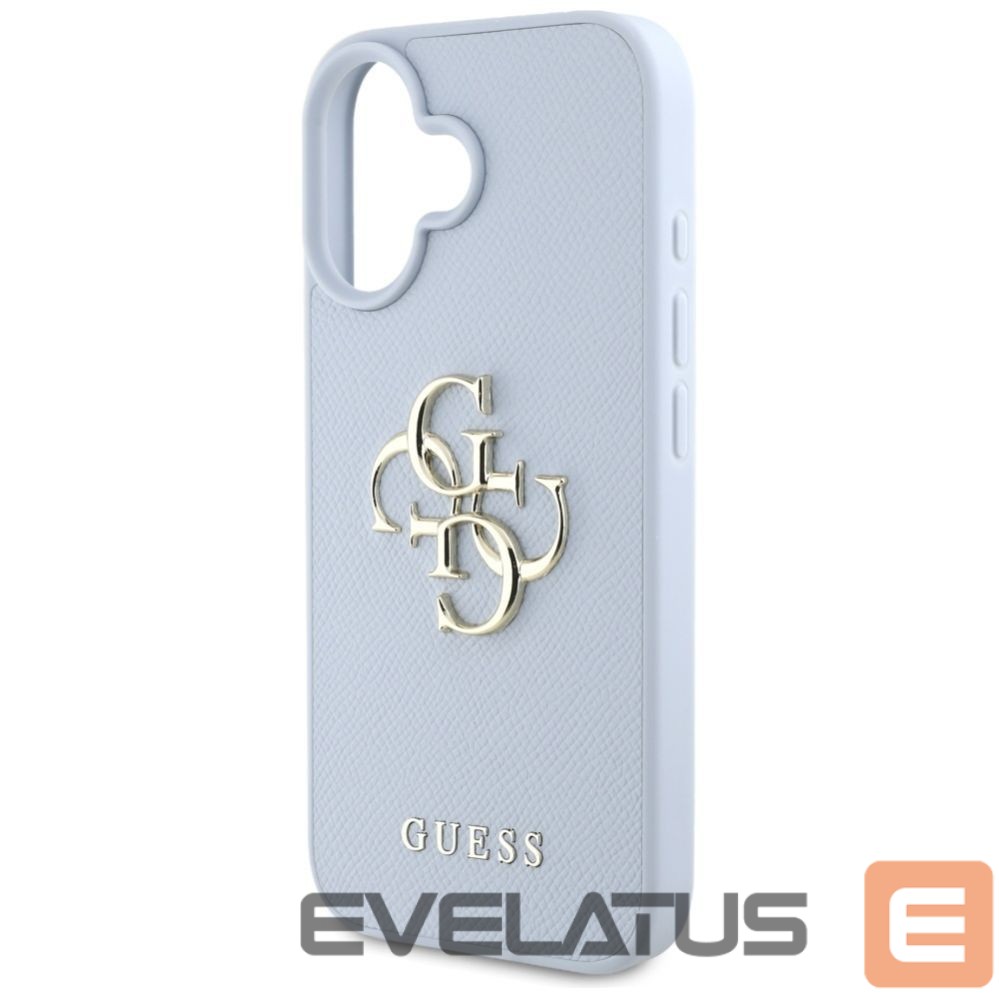 Citas preces Guess Guess Grained Big 4G Logo Small Classic Logo case for iPhone 16 - blue