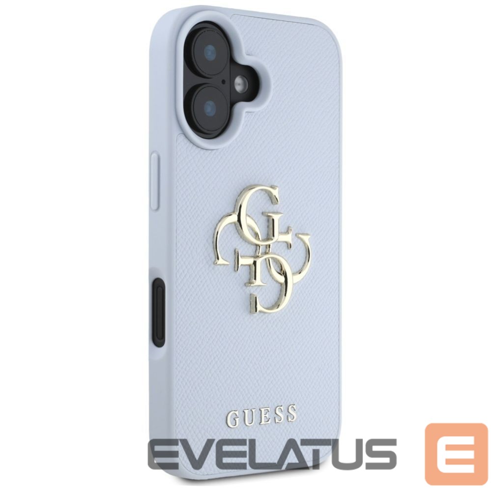 Citas preces Guess Guess Grained Big 4G Logo Small Classic Logo case for iPhone 16 - blue