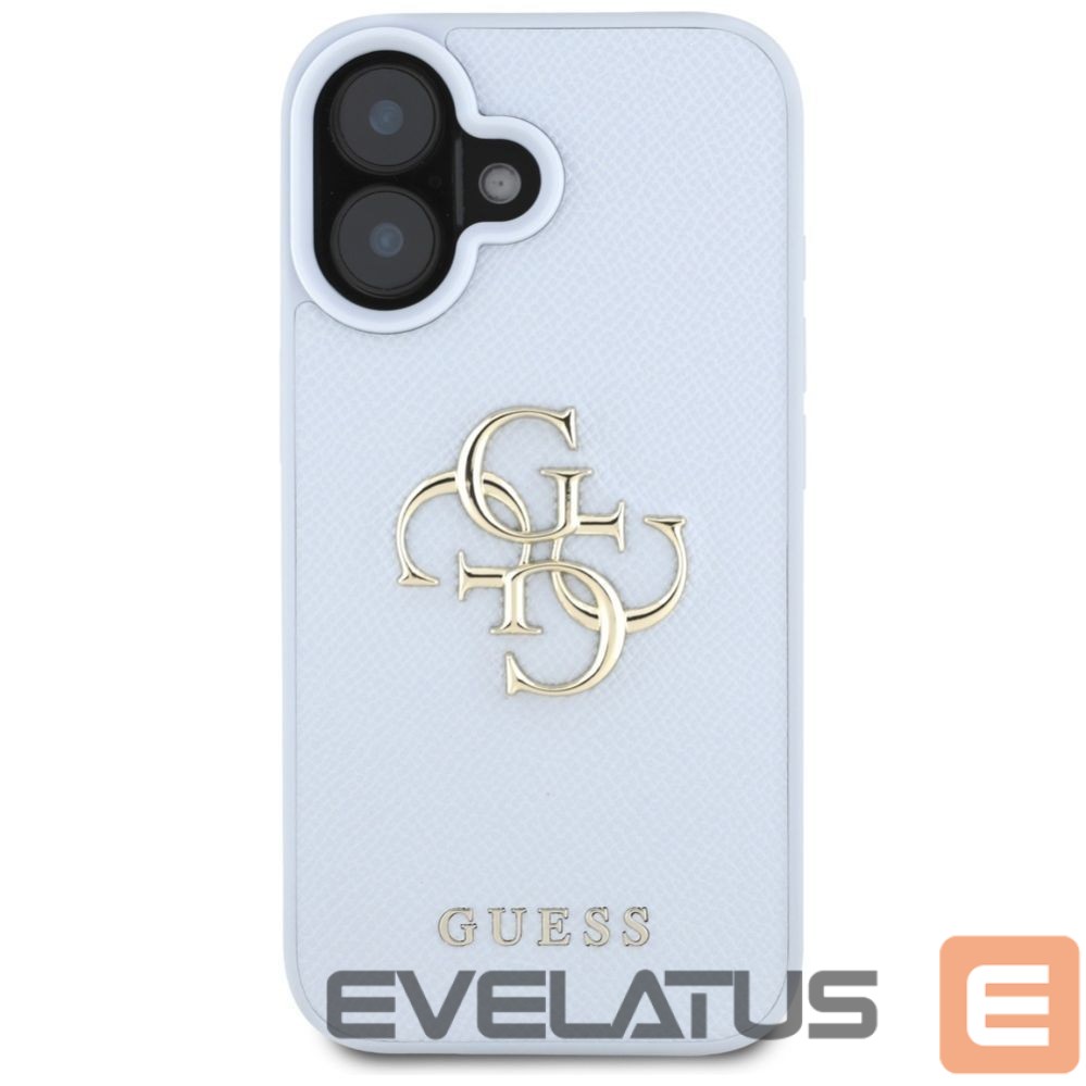 Citas preces Guess Guess Grained Big 4G Logo Small Classic Logo case for iPhone 16 - blue