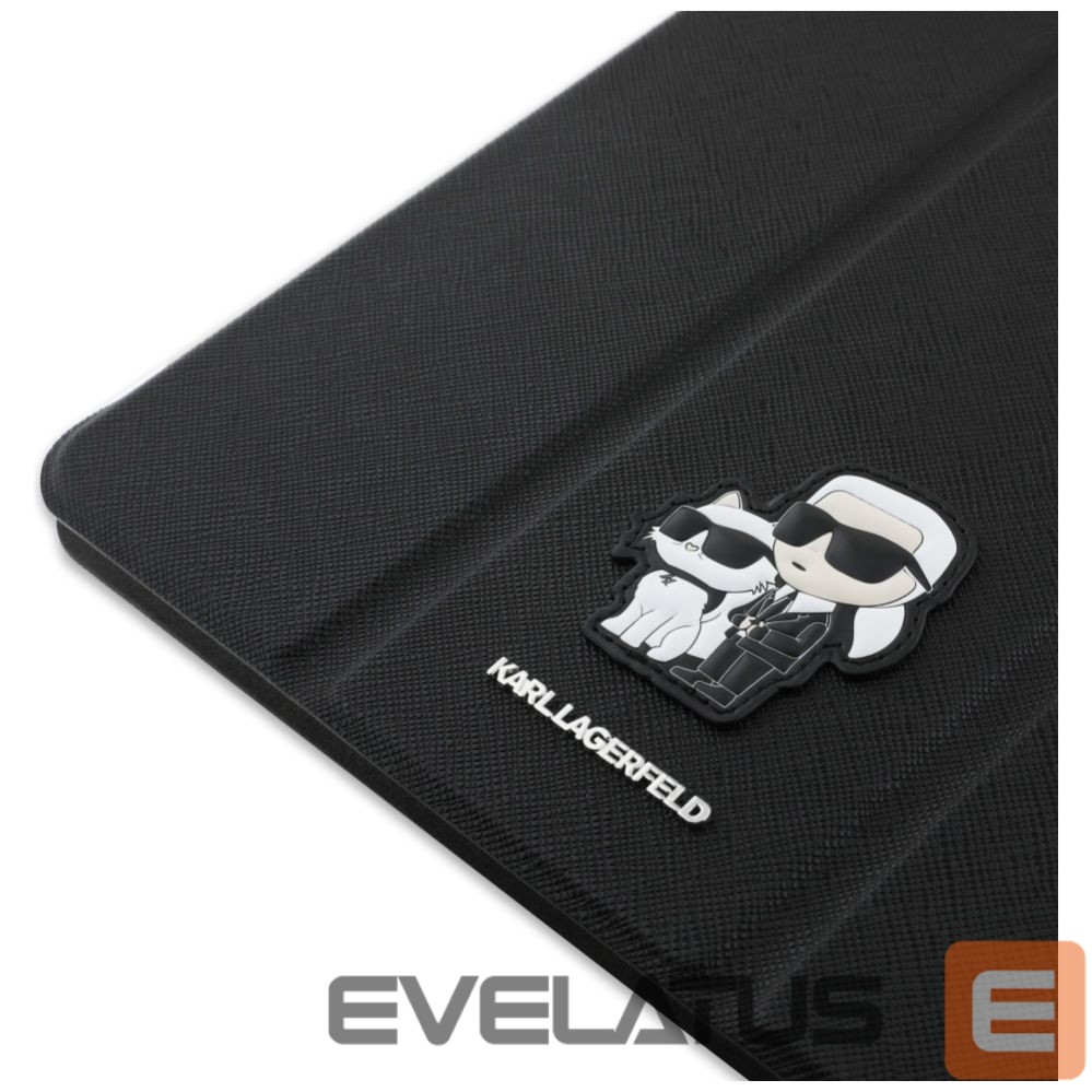 Citas preces Karl Lagerfeld Karl Lagerfeld Saffiano Magnetic Karl & Choupette iPad Pro 11" 2024 Book Cover Case - Black